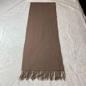 Italian Woolen Treasures Made In Italy Brown 100% Lambswool Fringed Scarf